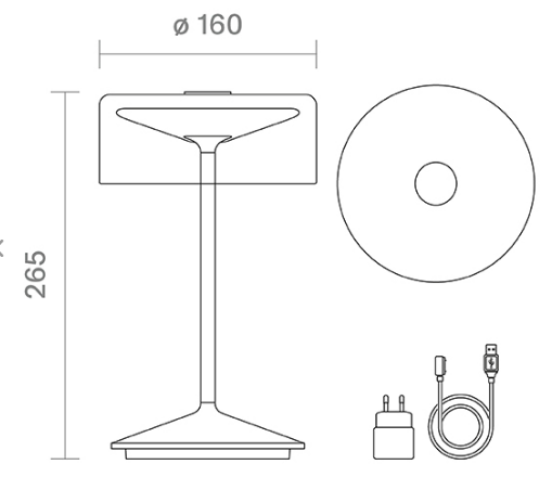 SIGOR LED-Akku-Glasleuchte Numotion 265mm graphitgrau, 4525201