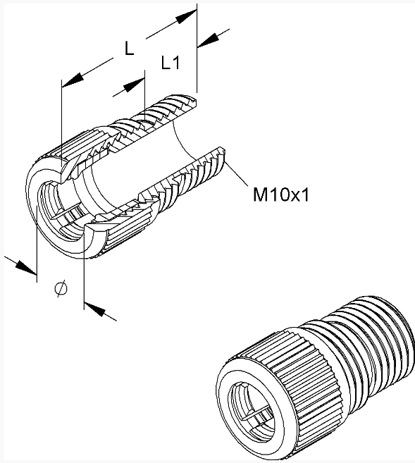Kleinhuis Klemmnippel messing M10x1 5-6,8mm, 103