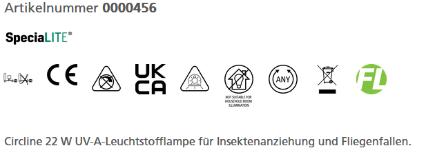 Sylvania T9 FC22W/368 Schwarzlicht Ringröhre G10q, 000456 für Insektenbekämpfung