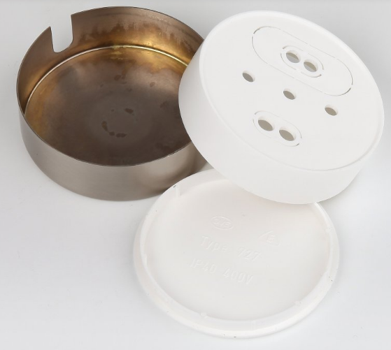 Abzweig Baldachin 72x22 Edelstahloptik mit Zierkappe, 2014-1191