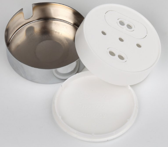 Abzweig Baldachin 72x22 Metall verchromt mit Zierkappe, 2014-1192