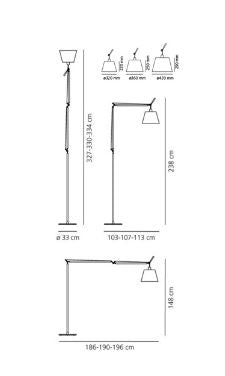 Artemide Schirm aus grauem Satin 36cm zu Tolomeo Mega LED
