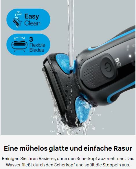 Braun 51-B1200S Rasierer Series 5 wet+dry schwarz/blau mit EasyClick-A –  Plein Elektro-Großhandel GmbH & Co. KG