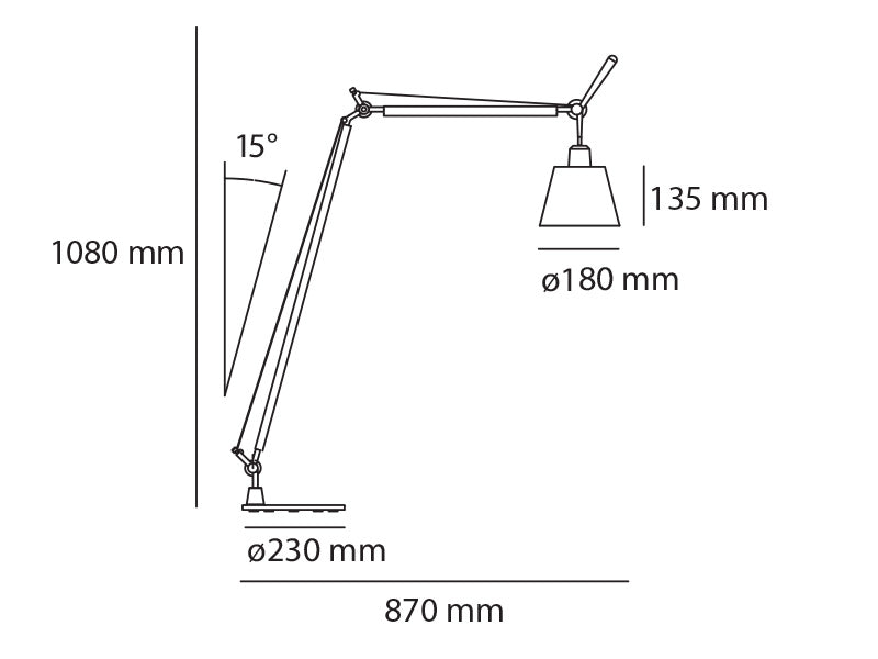 Artemide Tolomeo Body Brasculante Lettura, mit Pergamentschirm A014600