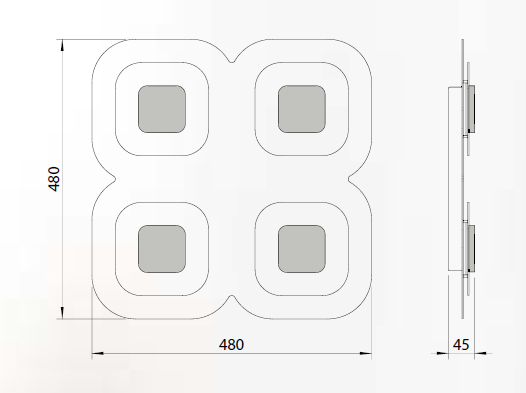 Grossmann LED Wand u. Deckenleuchte Ap 75-821-068 alu - schwarz-