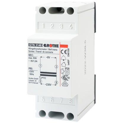 Grothe GT 3148 Klingeltransformator 8V~ (1,0A), kurzschlussfest PTC, 14201