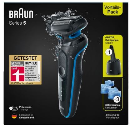 Braun Series 5 50-B7200cc Elektrorasierer mit Reinigungsstation, Blau