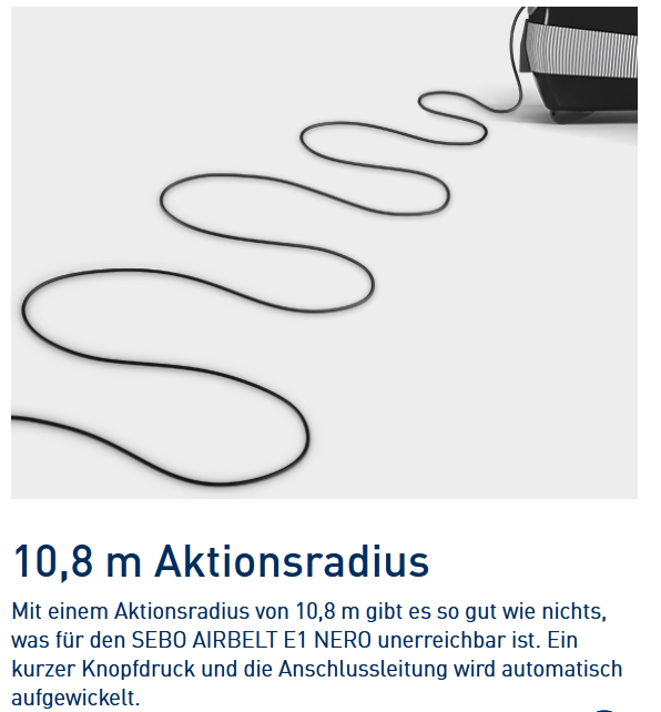 SEBO AIRBELT E1 NERO Bodenstaubsauger 92600SE