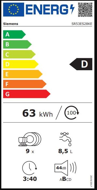 Siemens Geschirrspüler integrier. IQ300, 45cm, SR53ES28KE