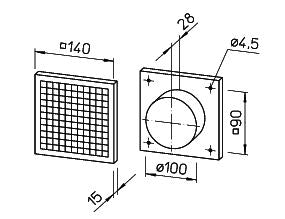 HELIOS G 100 Lüftungsgitter, 00796