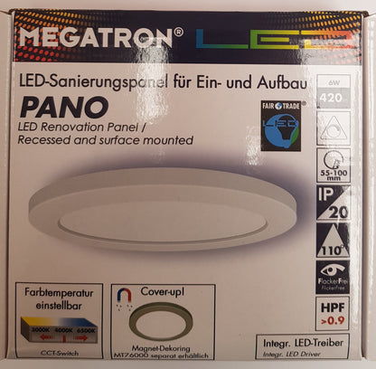 Megatron MT PANO Ein- und Aufbauleuchte, dimmbar, rund, CCT A++