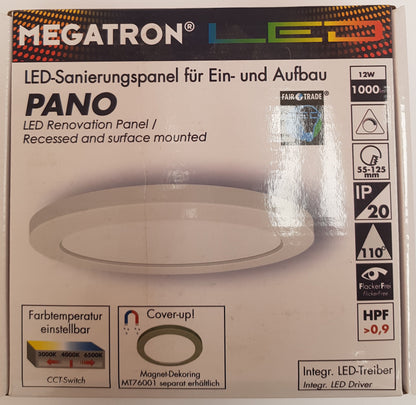 Megatron MT PANO Ein- und Aufbauleuchte, dimmbar, rund, CCT A++