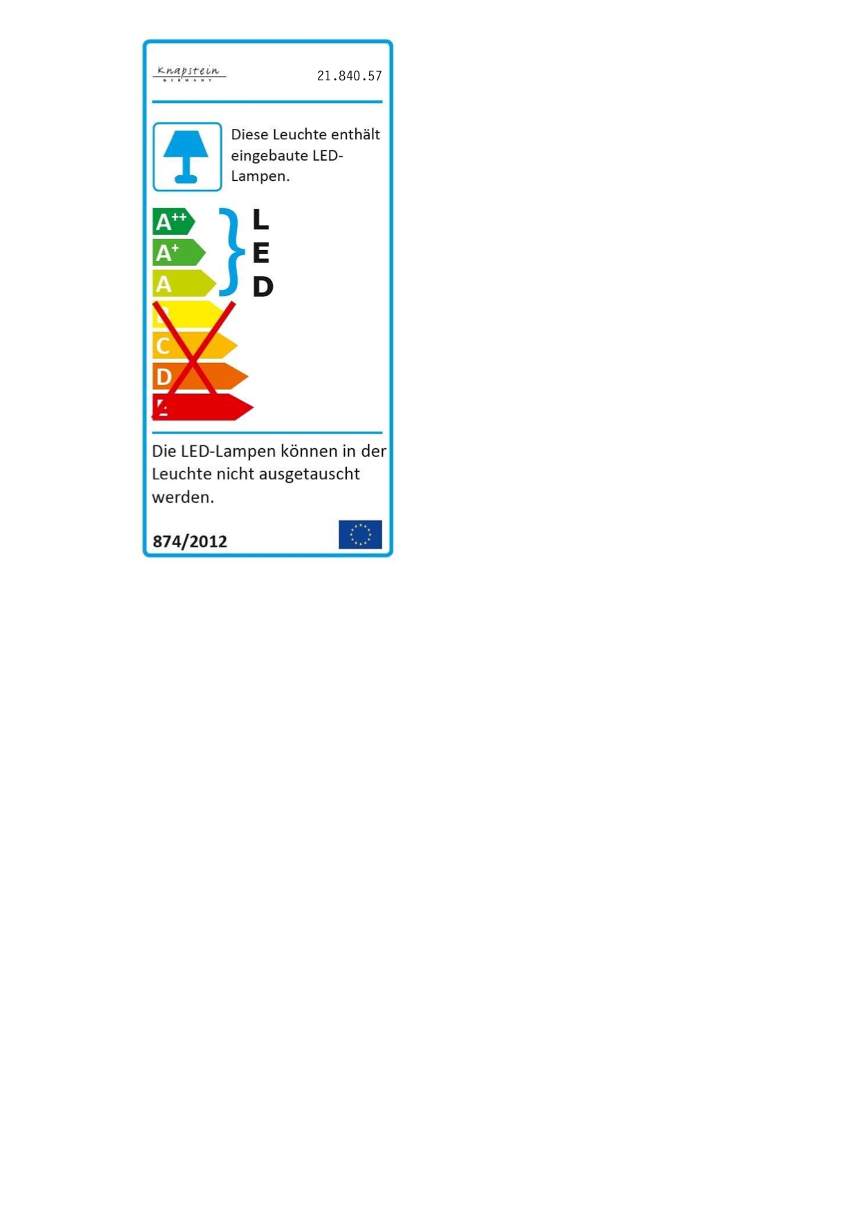 Knapstein LED Wandleuchte 21.840.57 mattnickel - schwarz Stoffummantelt