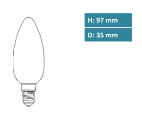 Megaman Filament Kerze, klar, 3W, 250 Lumen, Ersatz ca. 25W, 2700 Kelvin, E14