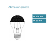Megaman LED Filament Kopfspiegel Silber, 5,4W, Ersatz  ca.  34W, 380 Lumen, 2700 Kelvin, E27